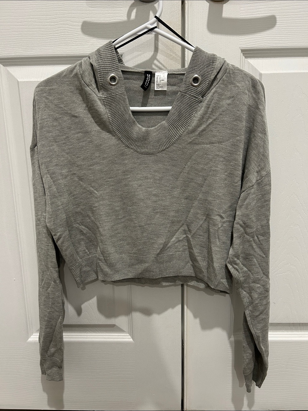 Light Gray Cropped Crewneck Hoodie Forever 21